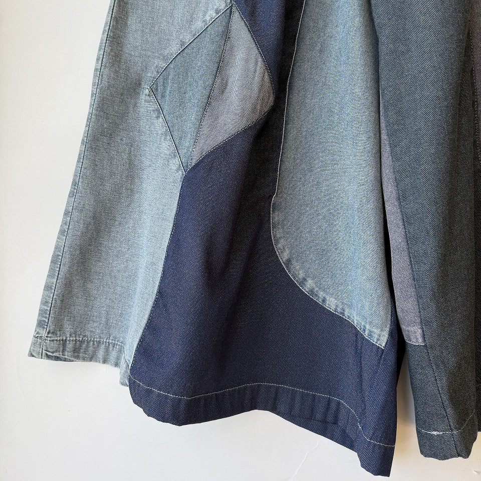 ランダム切り替え パッチワーク デニムワイドパンツ BPS-26230 [Bell Pony]