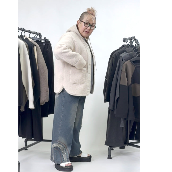 フード付き 異素材切替 ボアジャケット BPW-25587 [Bell Pony]