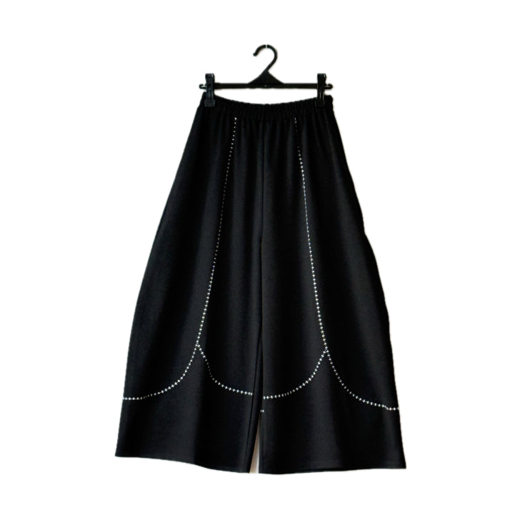 ブランケット風 配色ステッチ ワイドパンツ BPW-25671 [Bell Pony]