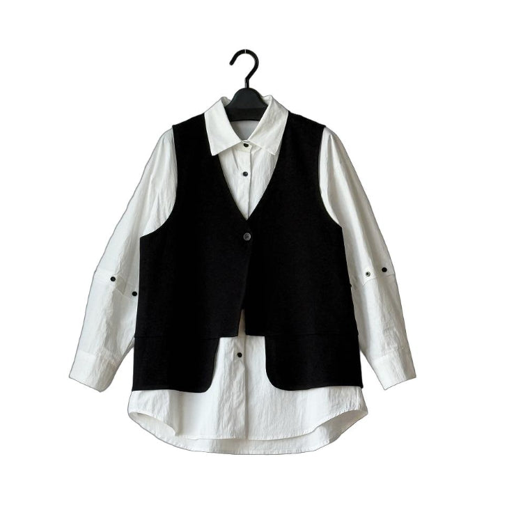 デザインベスト＋長袖シャツ 2点セット BPW-25549 [Bell Pony]