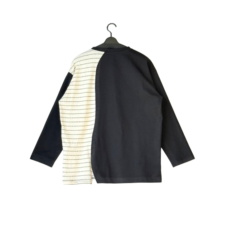 アシンメトリー配色切替 ロングTシャツ BPS-26046 [Bell Pony]