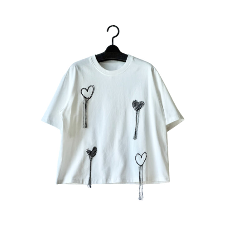 ハート刺繍 デザインTシャツ BPS-26816 [Bell Pony]