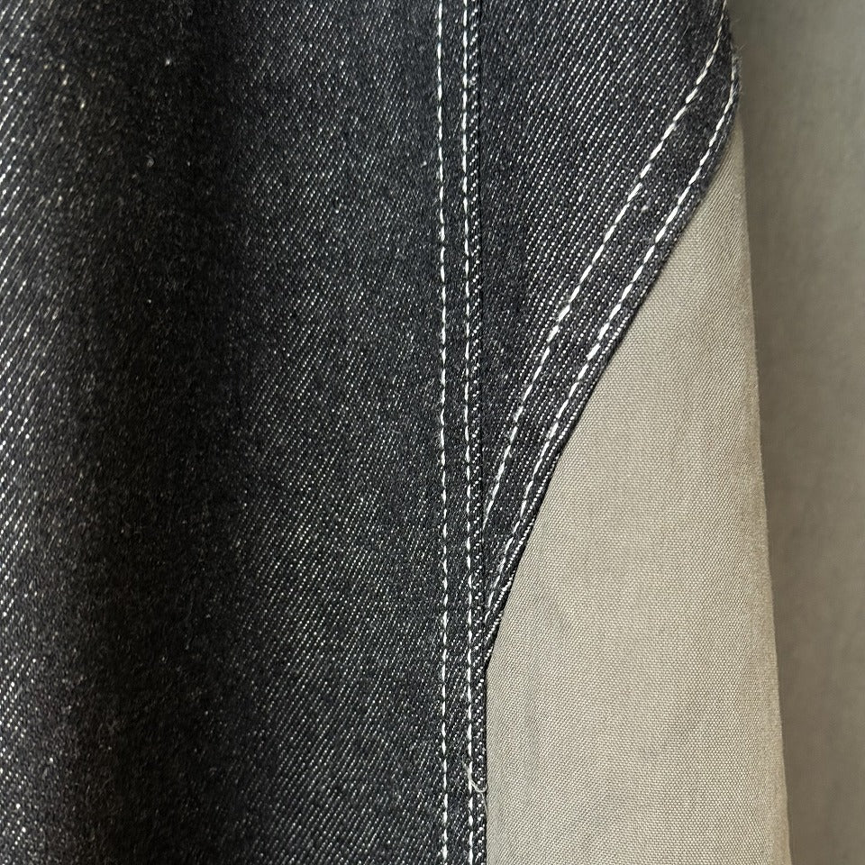 アシンメトリー切り替えデザイン ブラックデニムロングスカート BPS-26055 [Bell Pony]