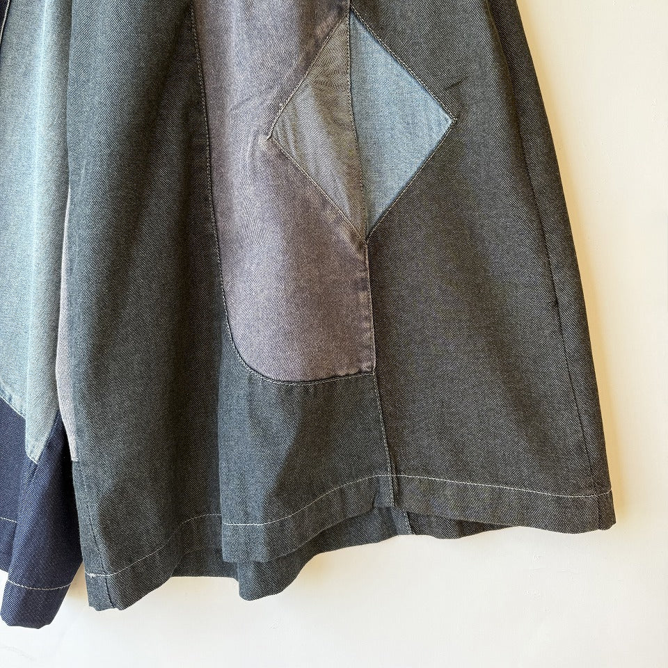 ランダム切り替え パッチワーク デニムワイドパンツ BPS-26230 [Bell Pony]