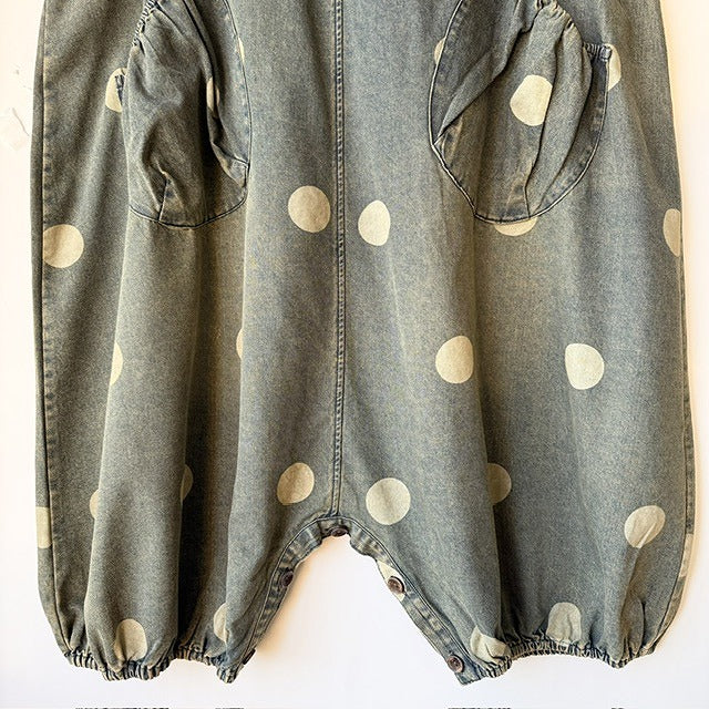 ヴィンテージ風 ドットプリント デニム オーバーオール BPS-26124 [Bell Pony]