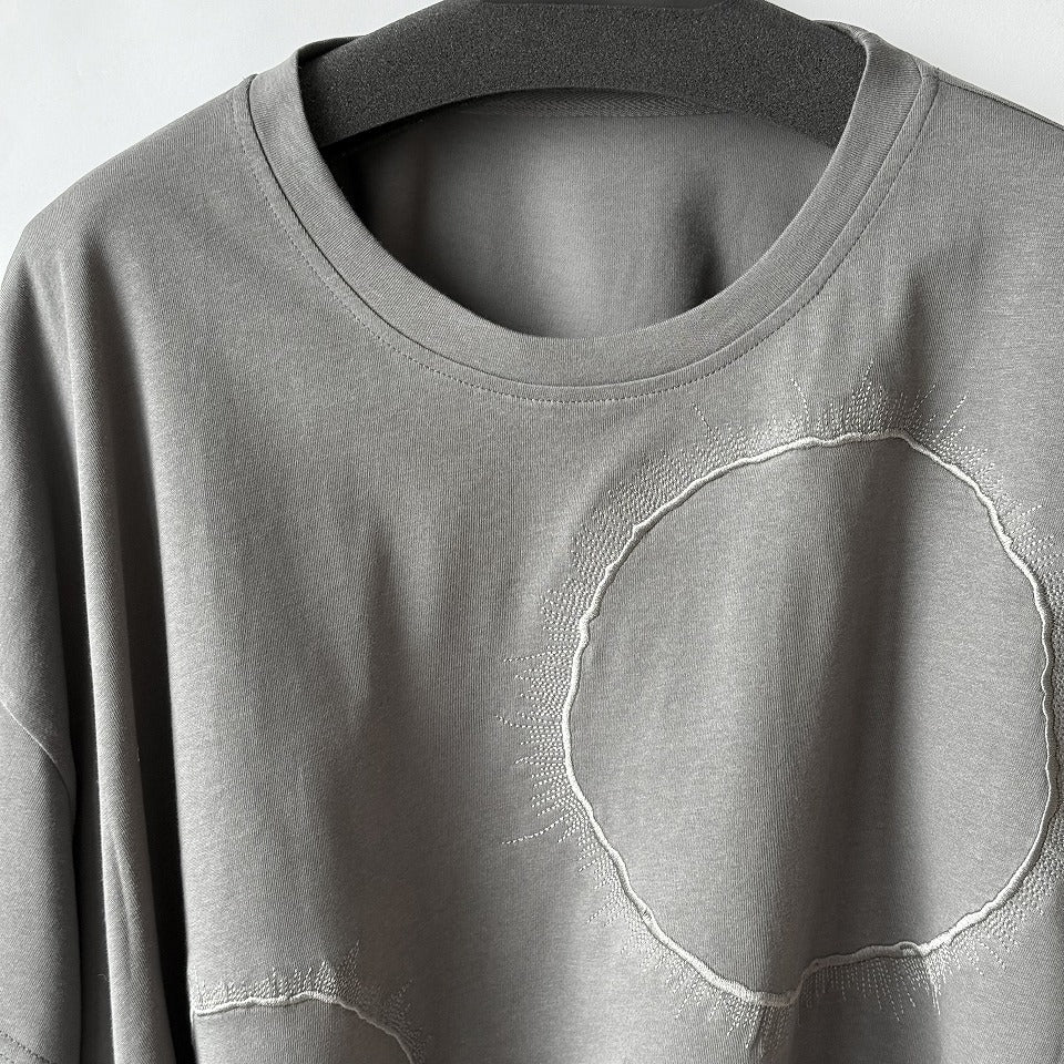 異素材切り替え アート刺繍 ビッグTシャツ BPS-26664 [Bell Pony]