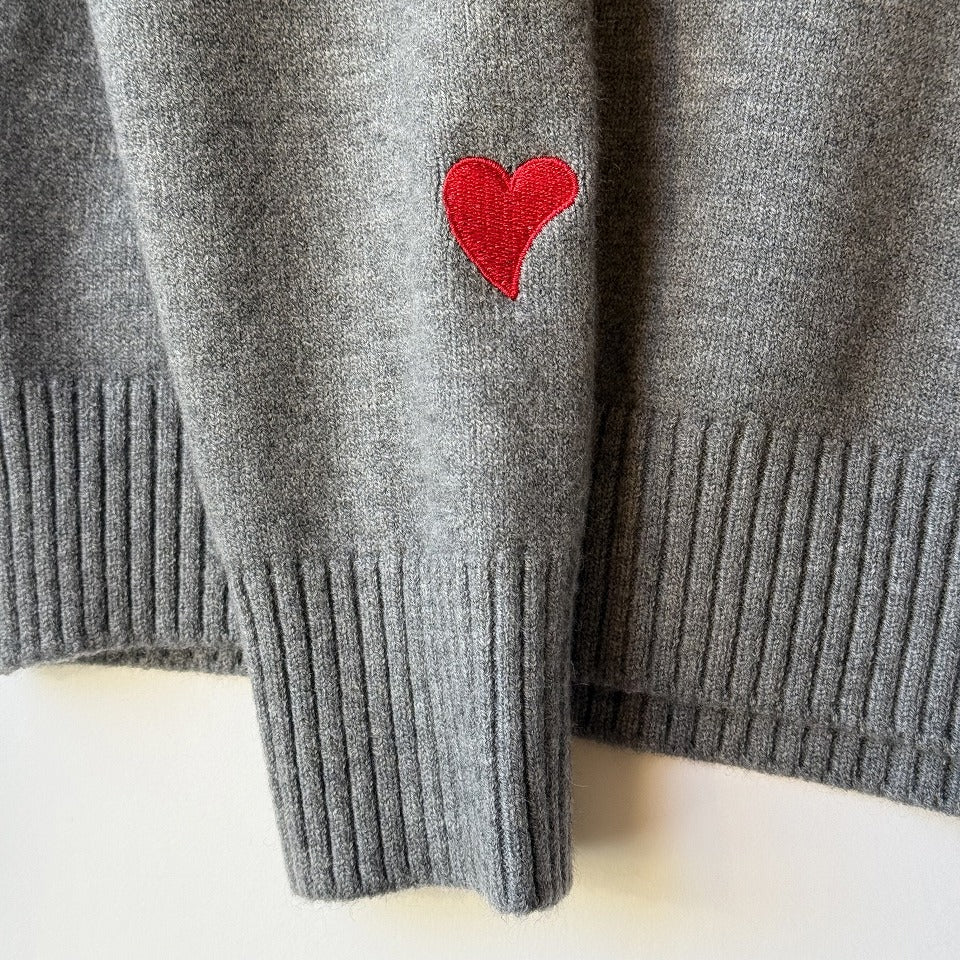 猫刺繍 配色2枚重ねハイネック ニットセーター BPW-25646  [Bell Pony]