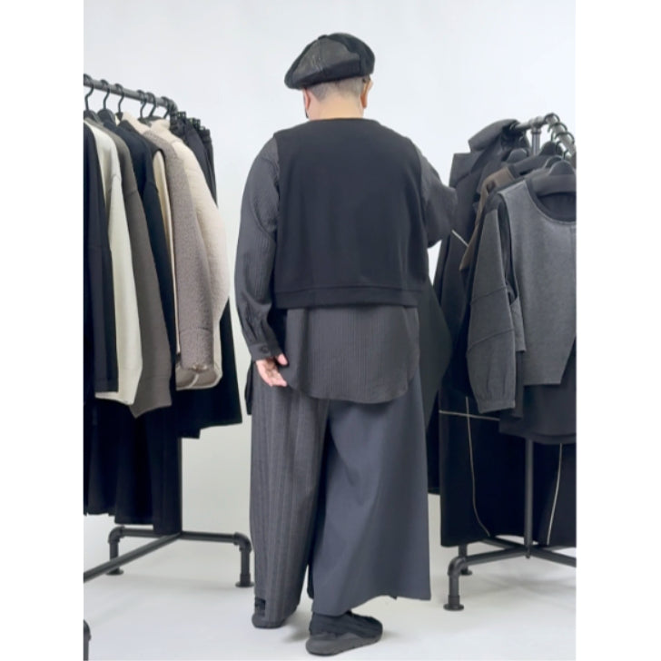 レイヤード風 異素材ドッキングシャツ BPW-25548 [Bell Pony]