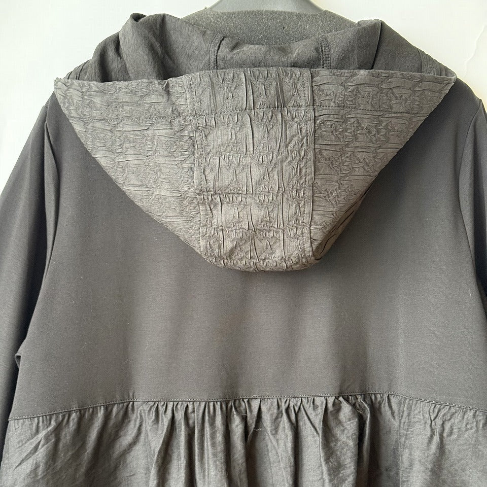 異素材切り替え フード付き ロングコート レディース スプリングコート BPS-26137 [Bell Pony]