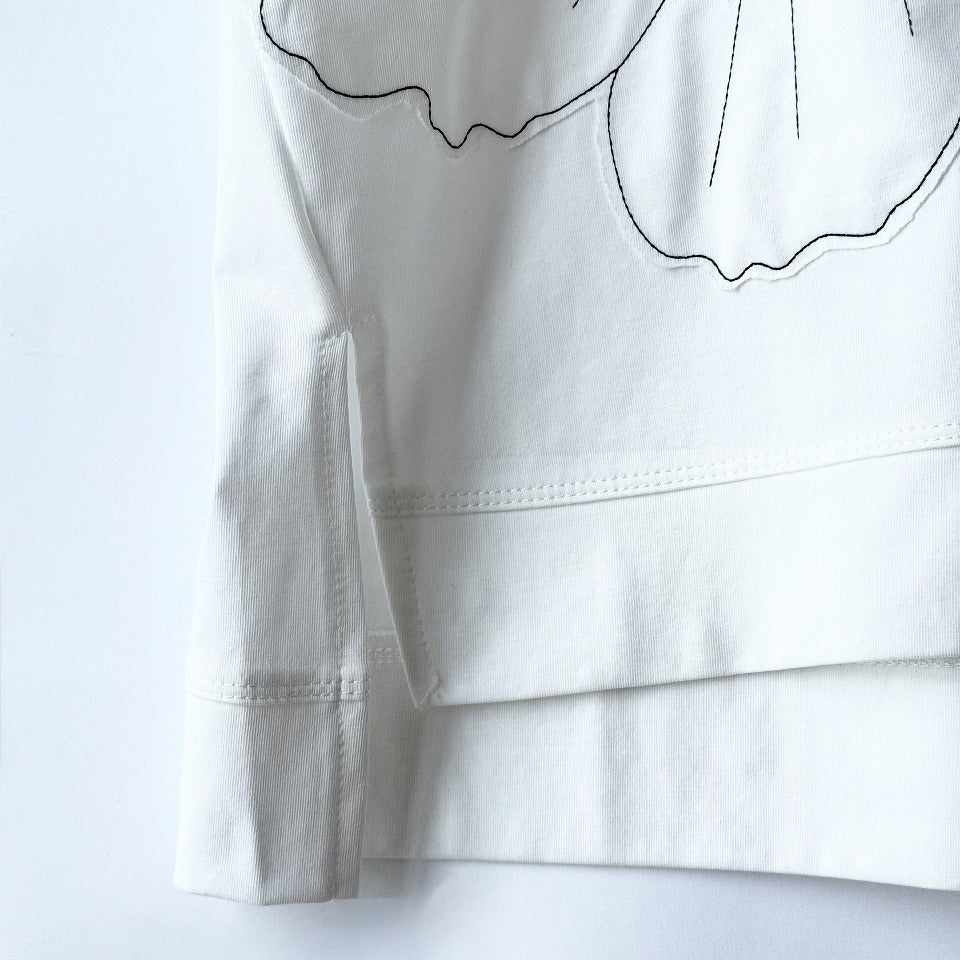 フラワーステッチ アシンメトリー Tシャツ BPS-26676 [Bell Pony]