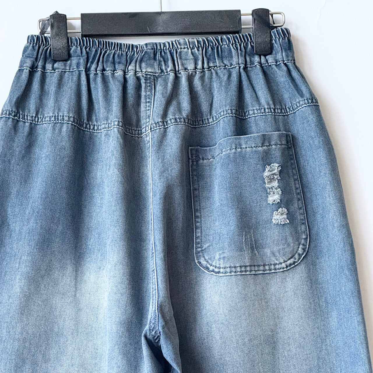 パッチワーク デニムパンツ ダメージ加工 ロング丈 BPS-25490  [Bell Pony]