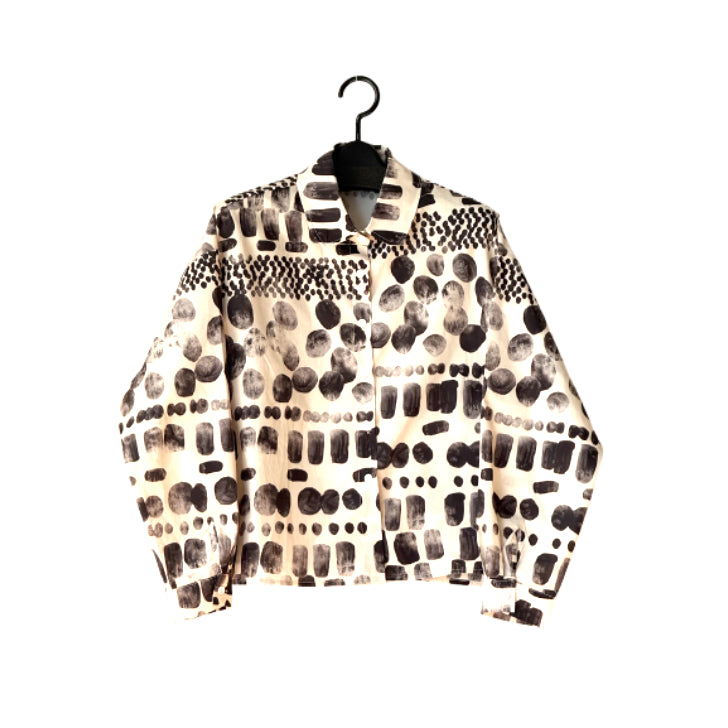 アート柄 モノトーンプリントシャツ BPS-26802 [Bell Pony]