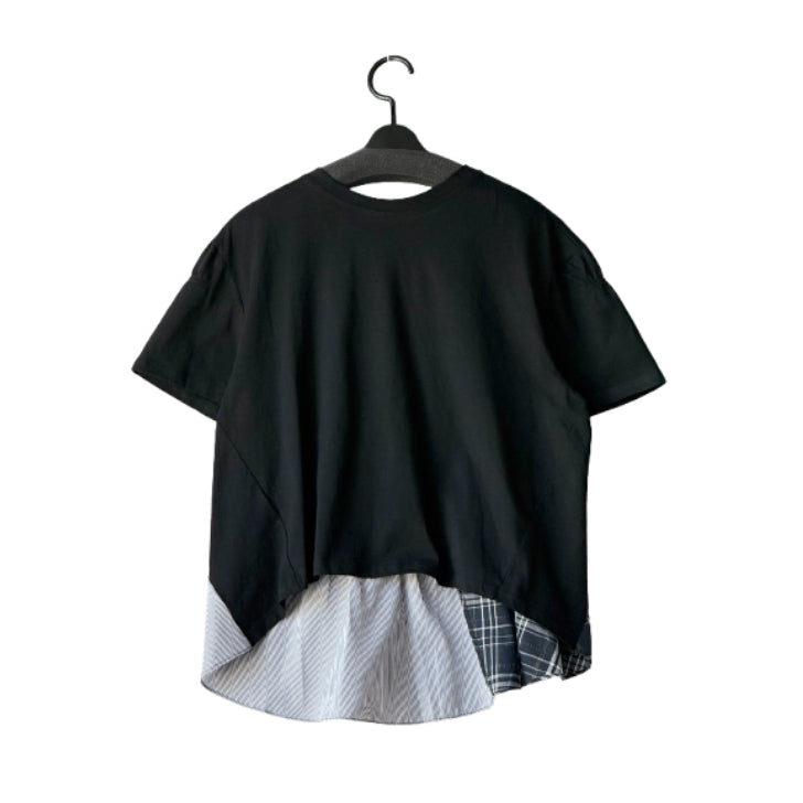 異素材切替え ティアードTシャツ BPS-26646 [Bell Pony]