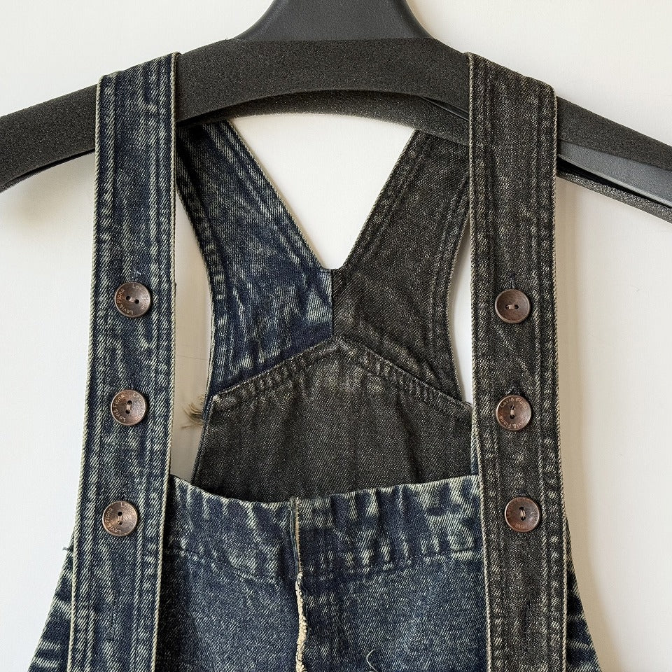 アシンメトリー切り替え パッチワーク デニムオーバーオール  BPW-25543 [Bell Pony]