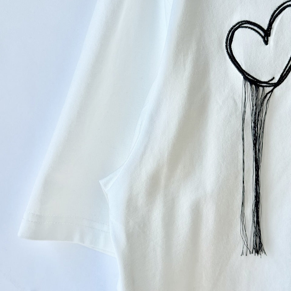 ハート刺繍 デザインTシャツ BPS-26816 [Bell Pony]