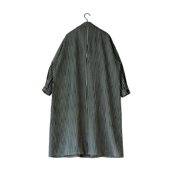 アシンメトリー 異素材切り替え ストライプ デニムコート BPS-26072 [Bell Pony]