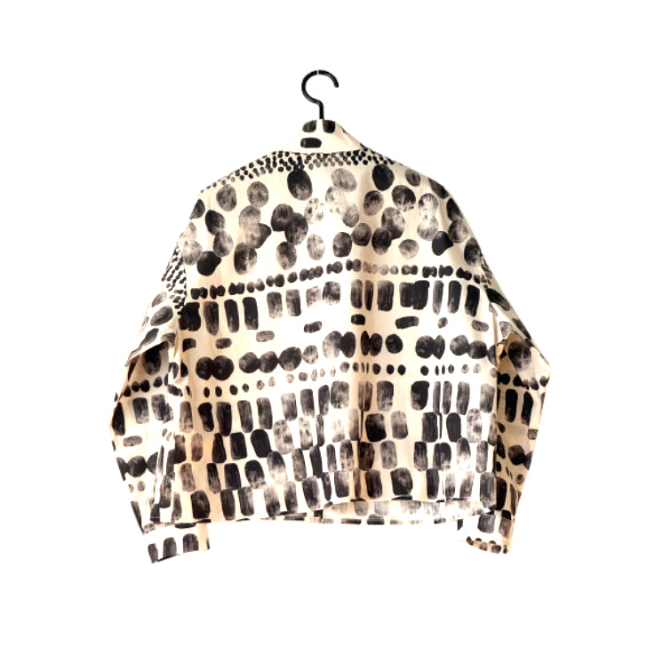 アート柄 モノトーンプリントシャツ BPS-26802 [Bell Pony]