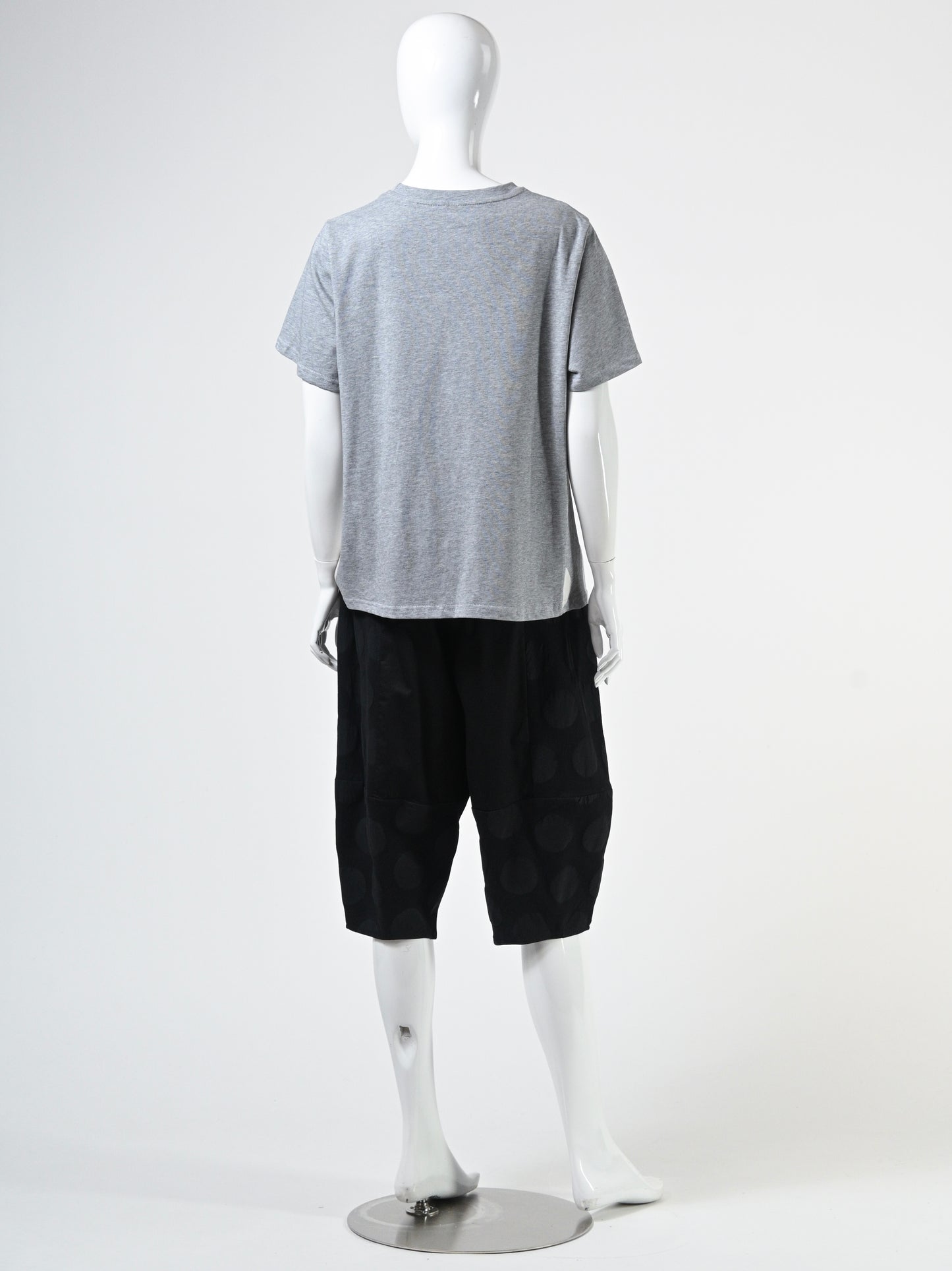 異素材切り替え ドットプリント+シャーリング デザインTシャツ 半袖 BPS-25241 [Bell Pony]