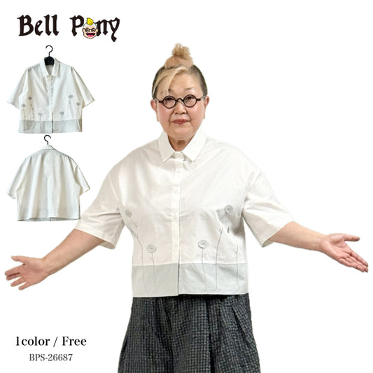 ボタニカル刺繍シャツ 半袖 BPS-26687 [Bell Pony]