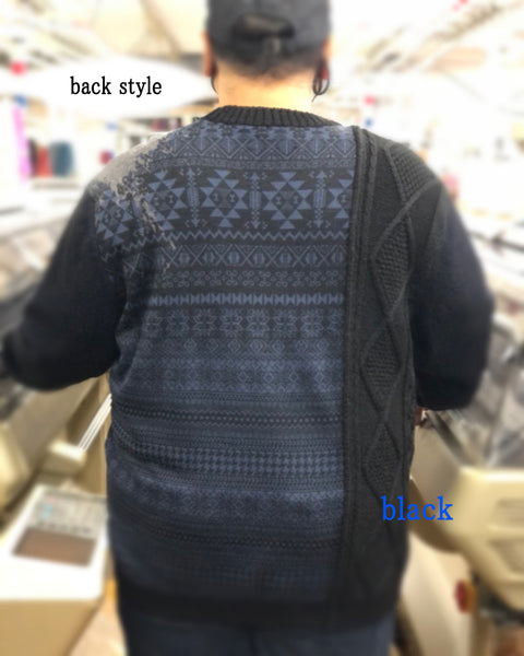 ＢＩＧサイズ　ジャガード編柄ドッキングセーター（ＳＩ－２００６）